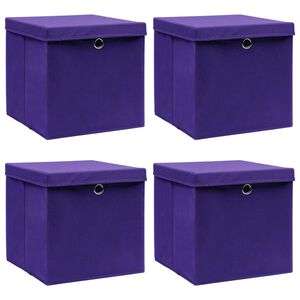 vidaXL Storage Box | Set of 4 | Purple | Non-woven fabric | 28x28x28 cm