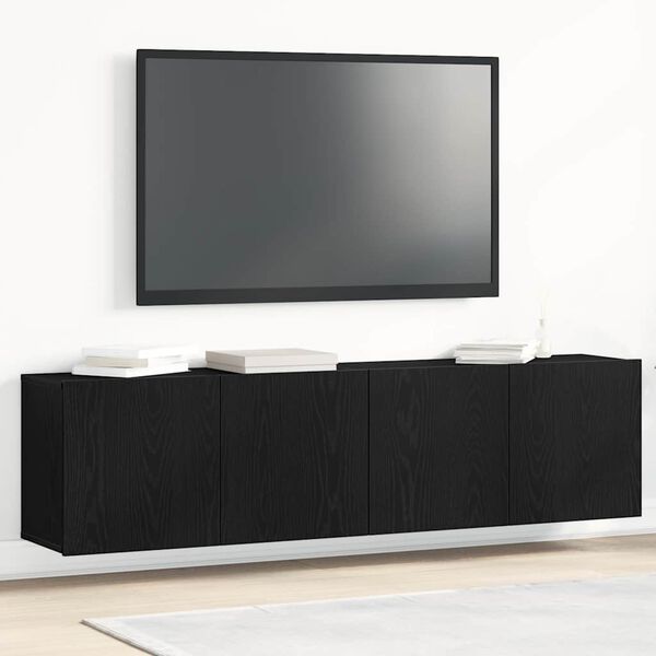 vidaXL TV Cabinets 2 pcs Black Oak 160x30x41 cm Engineered Wood