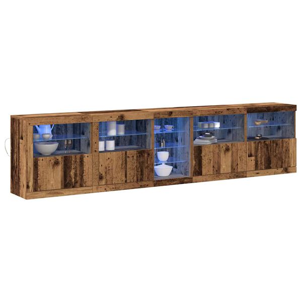vidaXL LED Sideboard Old Wood 283 x 37 x 67 cm Engineered Wood