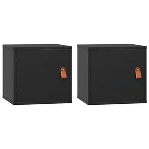 vidaXL Wall Cabinets 2 pcs Black 31.5x30x30 cm Solid Wood Pine