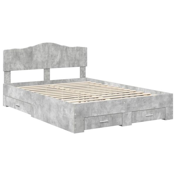 vidaXL Bed Frame Concrete Grey 140 x 190 cm Engineered Wood