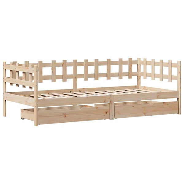 vidaXL Daybed with Drawers without Mattress 90x190 cm Single Solid Wood