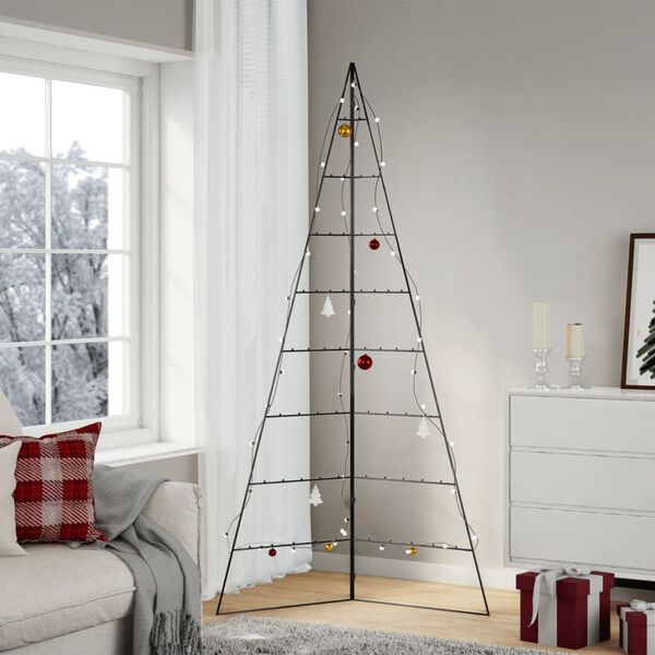 vidaXL Metal Christmas Tree for Decoration Black 210 cm