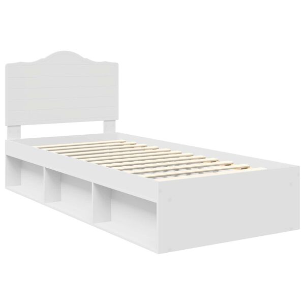 vidaXL Bed Frame with Headboard White 90 x 200 cm Solid Pine Wood