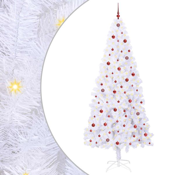 vidaXL Artificial Christmas Tree with Stand White 240 cm PVC and Steel