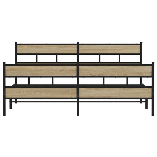 vidaXL Metal Bed Frame without Mattress Sonoma Oak 193x203 cm