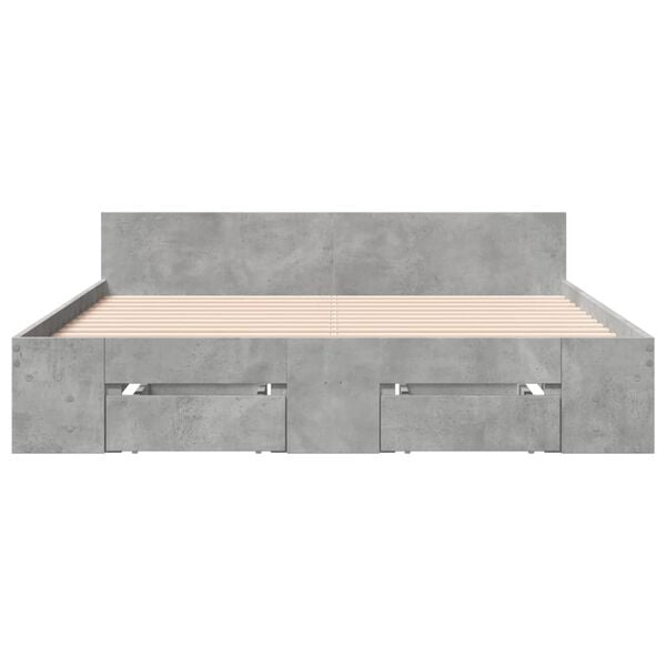 vidaXL Bed Frame with Drawers without Mattress Concrete Grey 135x190 cm Double