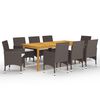 vidaXL 9 Piece Garden Dining Set with Cushions Brown