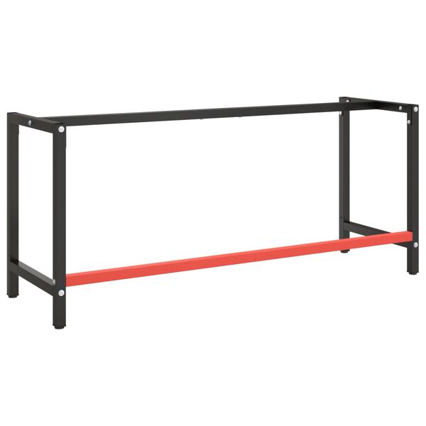 vidaXL Work Bench Frame Matte Black and Matte Red 180x57x79 cm Metal