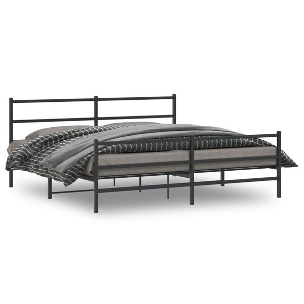 vidaXL Metal Bed Frame without Mattress with Footboard&nbsp;Black 183x213cm