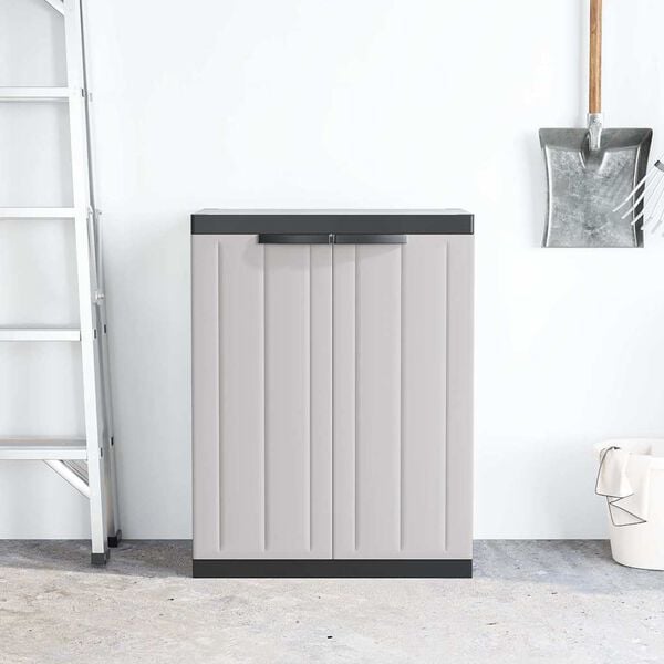 vidaXL Outdoor Storage Cabinet Grey and Black 65x37x85 cm PP