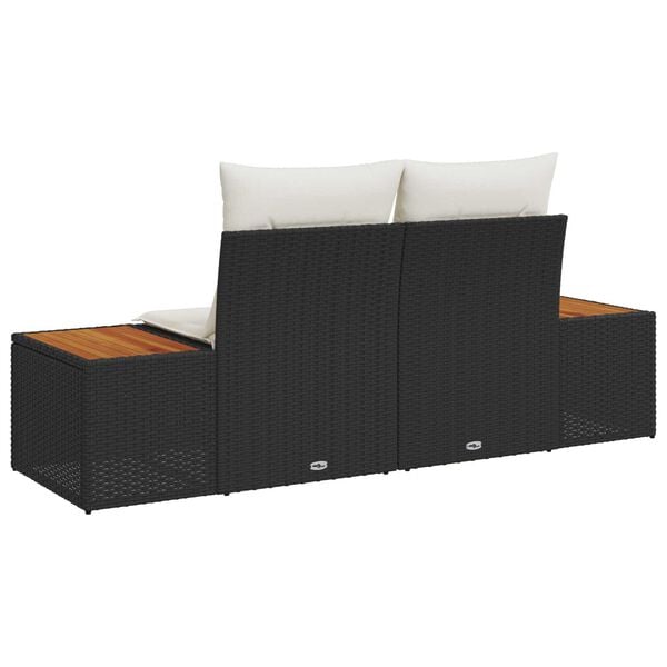 vidaXL Garden Sofa Black 184 x 62 x 85cm Poly Rattan