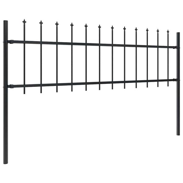 vidaXL Garden Fence with Spear Top Steel 1248x60 cm Black