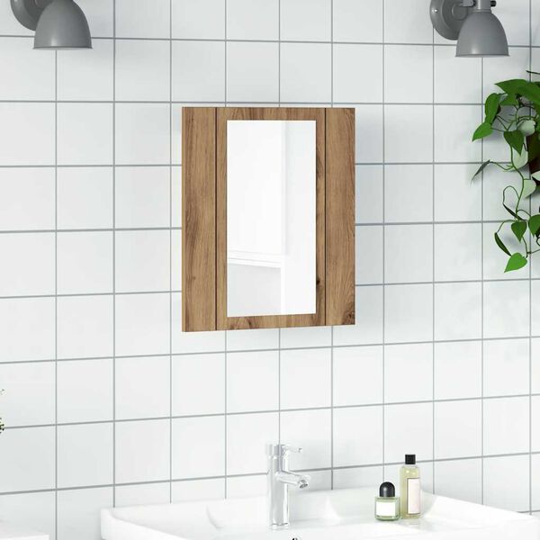 vidaXL LED Bathroom Mirror Cabinet Artisan Oak 40x12x45 cm Engineered Wood