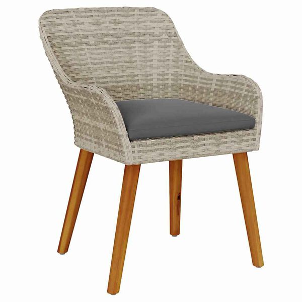 vidaXL Garden Chair 2 pcs Light Grey 55 x 62.5 x 82cm Poly Rattan