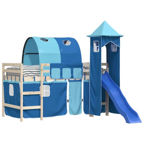 vidaXL Curtains for Loft Bed with Tunnel and Tower Blue