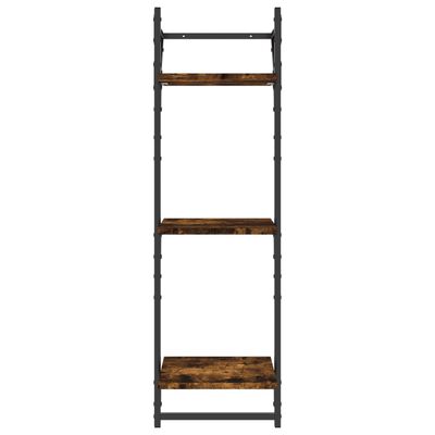 vidaXL 3-Tier Wall Shelves with Bars 2 pcs Smoked Oak 30x25x100 cm
