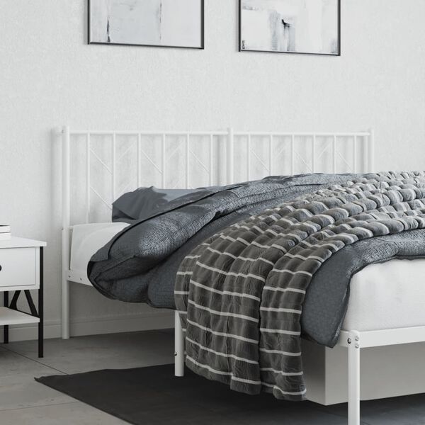 vidaXL Metal Headboard White 160 cm