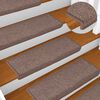 vidaXL Stair Mats 15 pcs 65x21x4 cm Brown Rectangular Edge