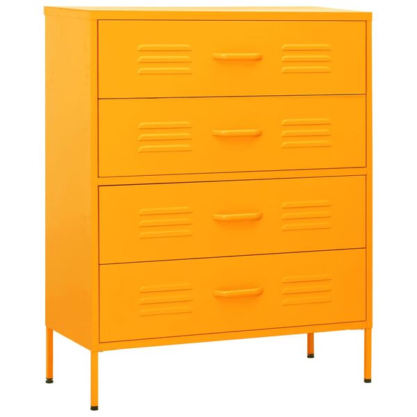 vidaXL Chest of Drawers Mustard Yellow 80x35x101.5 cm Steel