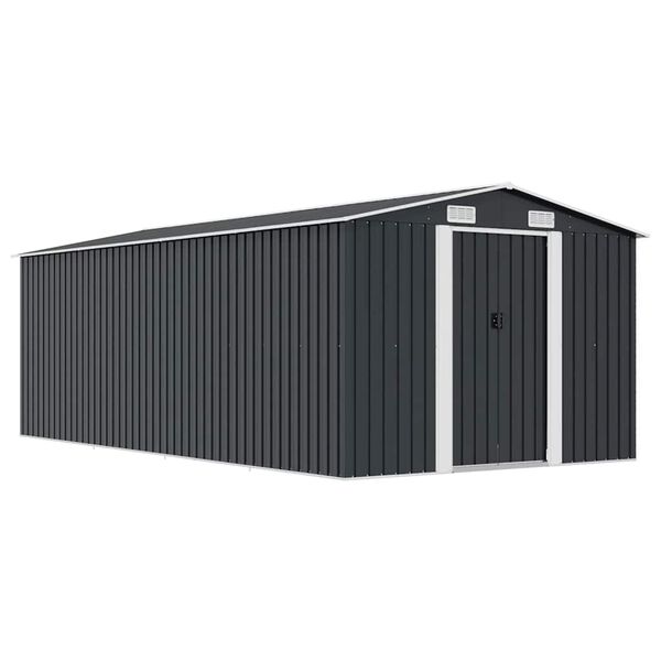 vidaXL Garden Shed 257x489x181 cm Metal Anthracite