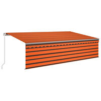 vidaXL Manual Retractable Awning with Blind&LED 5x3m Orange&Brown