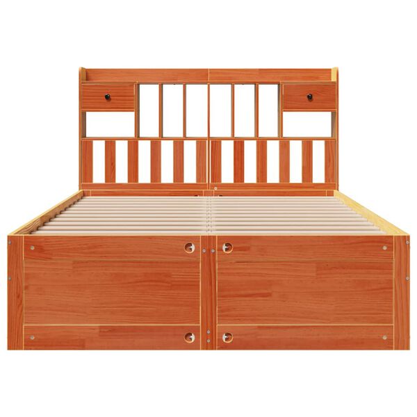 vidaXL Bookcase Bed without Mattress Wax Brown 150x200 cm King Size Solid Wood Pine