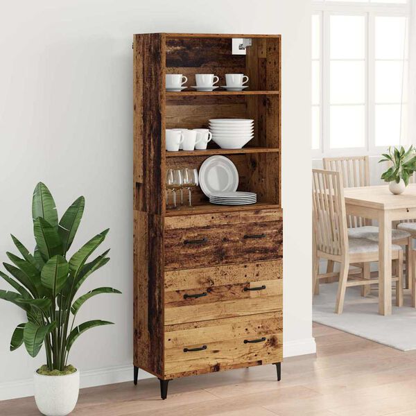 vidaXL Highboard Old Wood 69.5 x 34 x 180 cm Engineered Wood