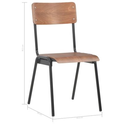 vidaXL Dining Chairs 4 pcs Brown Solid Plywood Steel