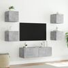 vidaXL 5 Piece TV Wall Cabinets with LED Lights Concrete Grey