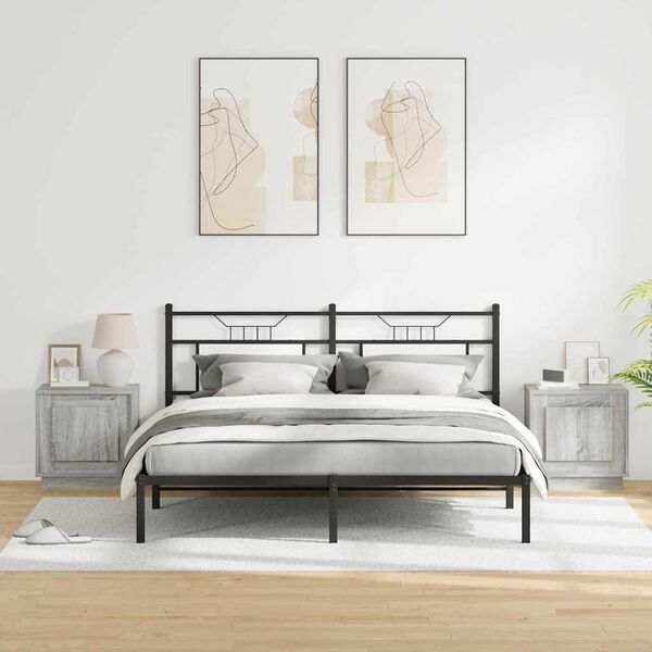 vidaXL Bedside Cabinet 2 pcs Grey 44 x 34.5 x 45 cm Engineered Wood