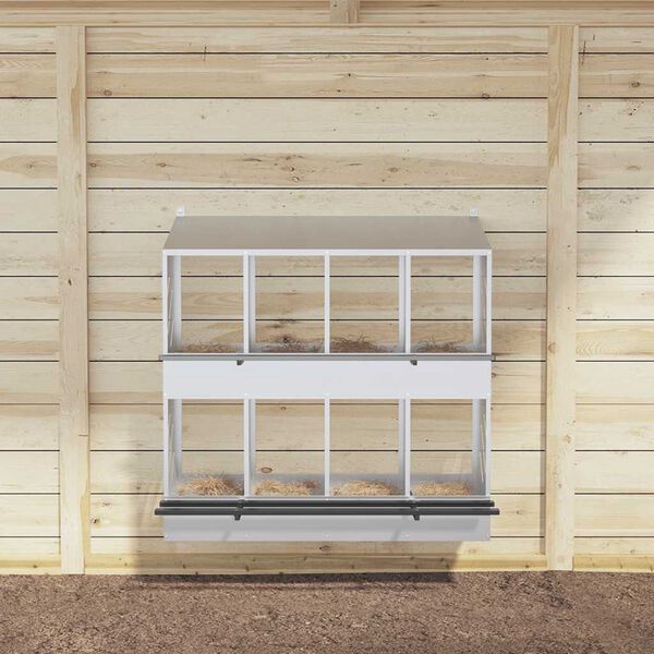 vidaXL Chicken Nesting Box with 8 Compartments Galvanized Silver Metal