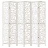 vidaXL Room Divider 6 Panels White Solid Wood Paulownia