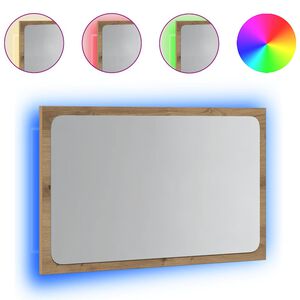 vidaXL Bathroom Mirror with LED Light Artisan Oak 60x8.5x38 cm