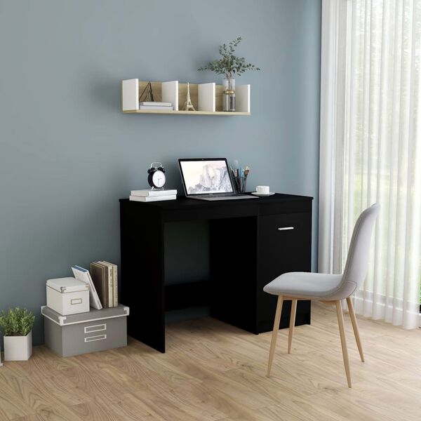 vidaXL Desk Black 100x50x76 cm Engineered Wood