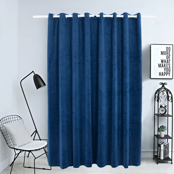 vidaXL Blackout Curtain with Metal Rings Velvet Dark Blue 290x245 cm