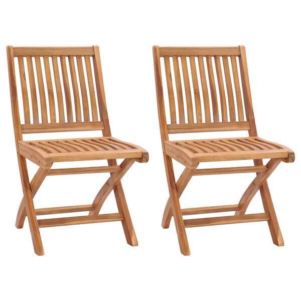 vidaXL Folding Garden Chairs 2 pcs Solid Teak Wood