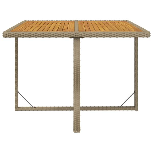 vidaXL Garden Table Beige 109x107x74 cm Poly Rattan&Solid Wood Acacia