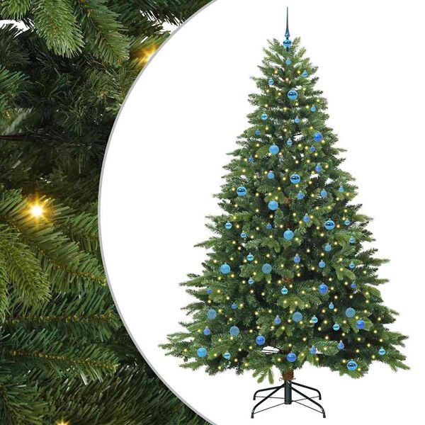 vidaXL Artificial Christmas Tree with 300 LEDs Green 240 cm PE and PVC