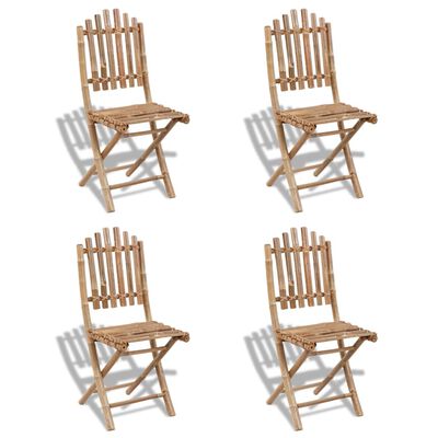 vidaXL Foldable Outdoor Chairs Bamboo 4 pcs
