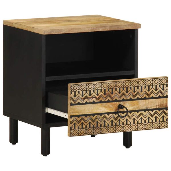 vidaXL Bed Cabinet Black 40x33x46 cm Solid Rough Wood Mango
