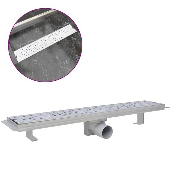 vidaXL Linear Shower Drain Bubble 630x140 mm Stainless Steel