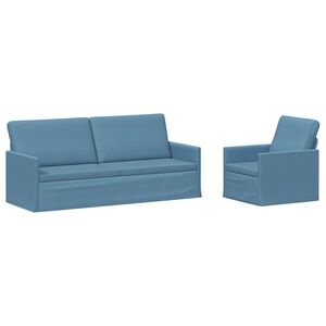 vidaXL Sofa Set 2 pcs Blue Corduroy Fabric