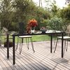 vidaXL Garden Dining Table Black 160x80x74cm Steel and Tempered Glass