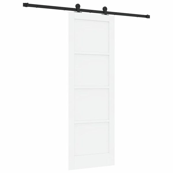vidaXL Sliding Door White and Black 73.5 x 211 cm Solid Pine Wood