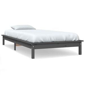 vidaXL Bed Frame without Mattress Grey 90x200 cm Solid Wood