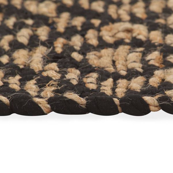 vidaXL Hand-Woven Jute Area Rug Fabric 120x180 cm Natural and Black