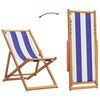 vidaXL Folding Beach Chairs 2 pcs Blue and White Fabric and Solid Wood