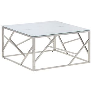 vidaXL Coffee Table Silver Stainless Steel and Tempered Glass