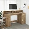 vidaXL Desk with LED Lights Artisian Oak 140x55x91 cm Engineered Wood